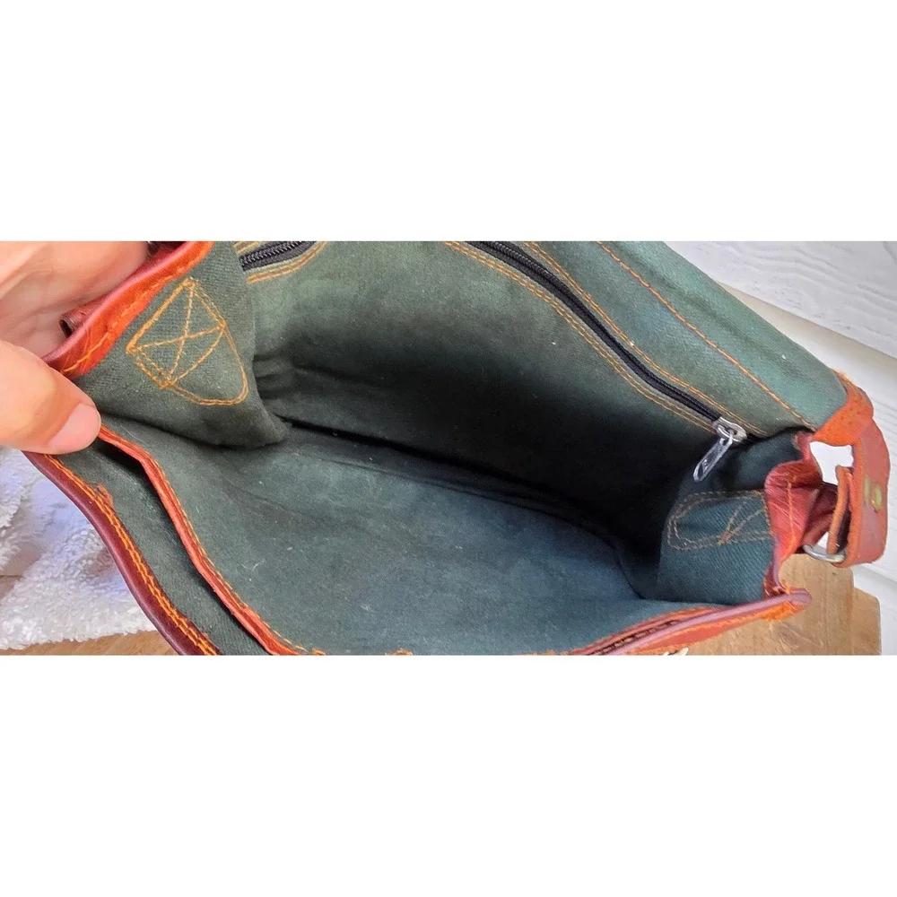 London Leather Messenger Bag Brown Crossbody Satchel Distressed Vintage Style